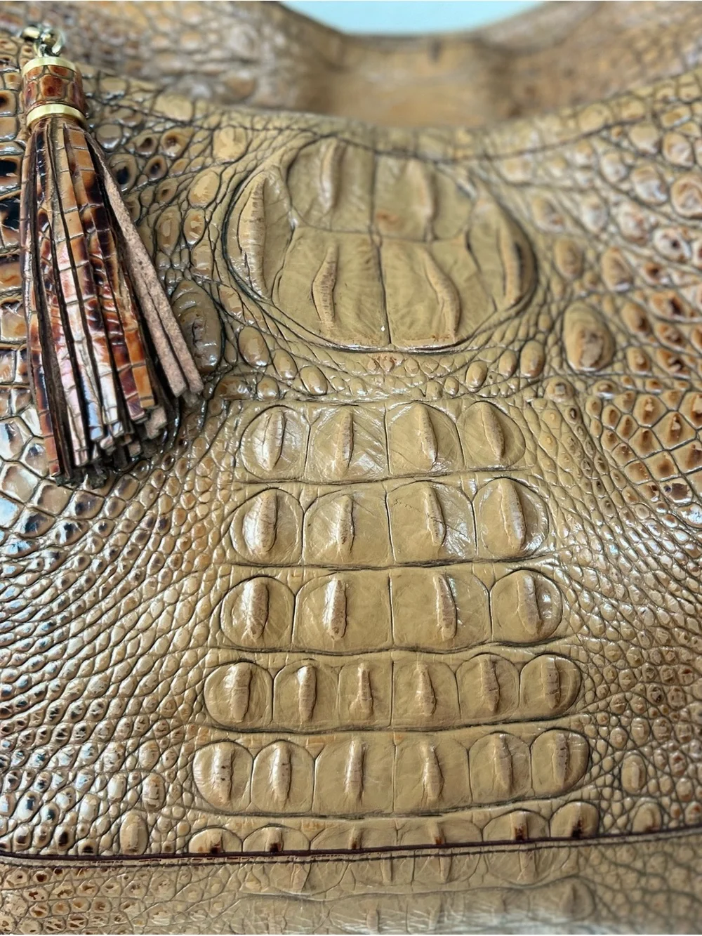 Brahmin Croc-Embossed Leather Hobo Shoulder Bag - READ